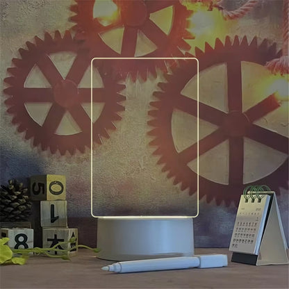 Transparent LED Night Light with Erasable Message Board and Calendar - USB Acrylic Desktop Ornament